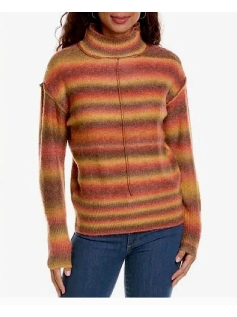 NWT beach lunch lounge sedona space die striped mock neck pullover knit